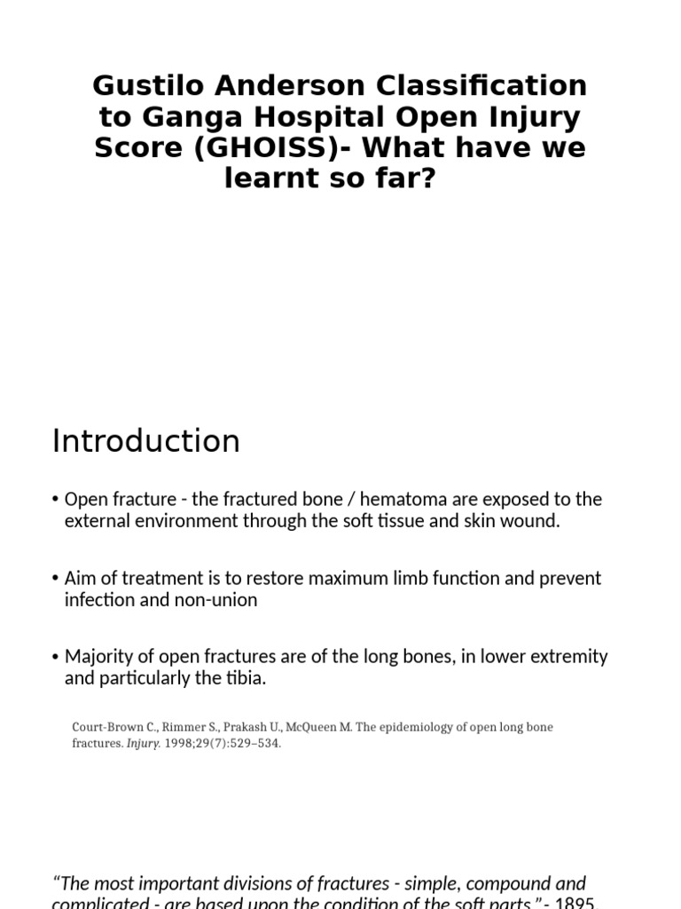 Gustilo-Anderson Classification Insights | PDF | Wound | Medical ...
