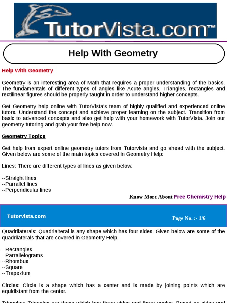 Online Geometry Tutoring Help | PDF