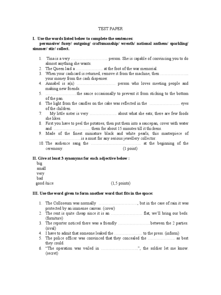 English Language Test Paper | PDF | Languages | Language Arts & Discipline