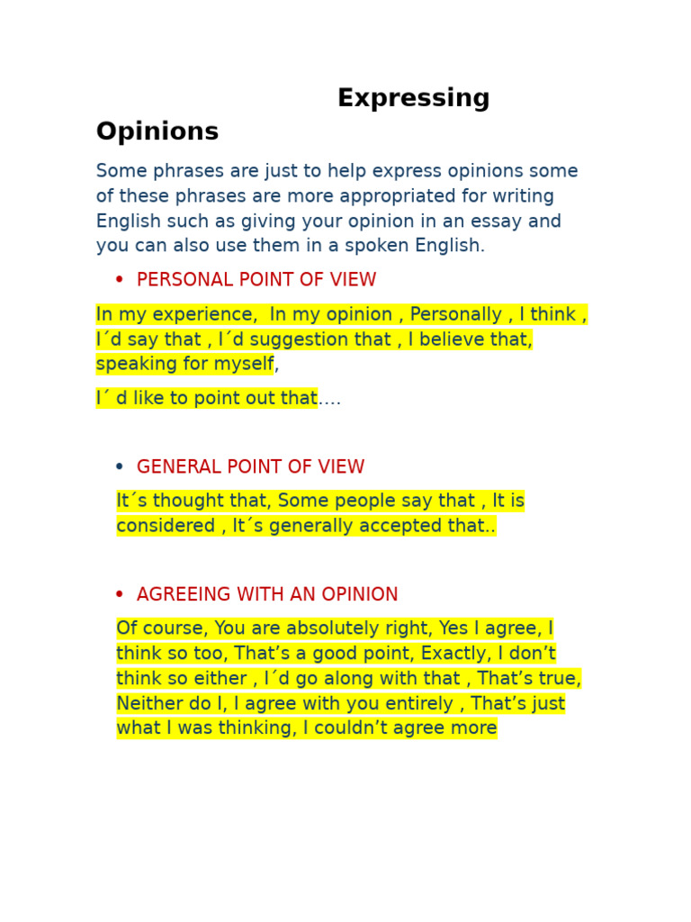 Expressing Opinions | PDF