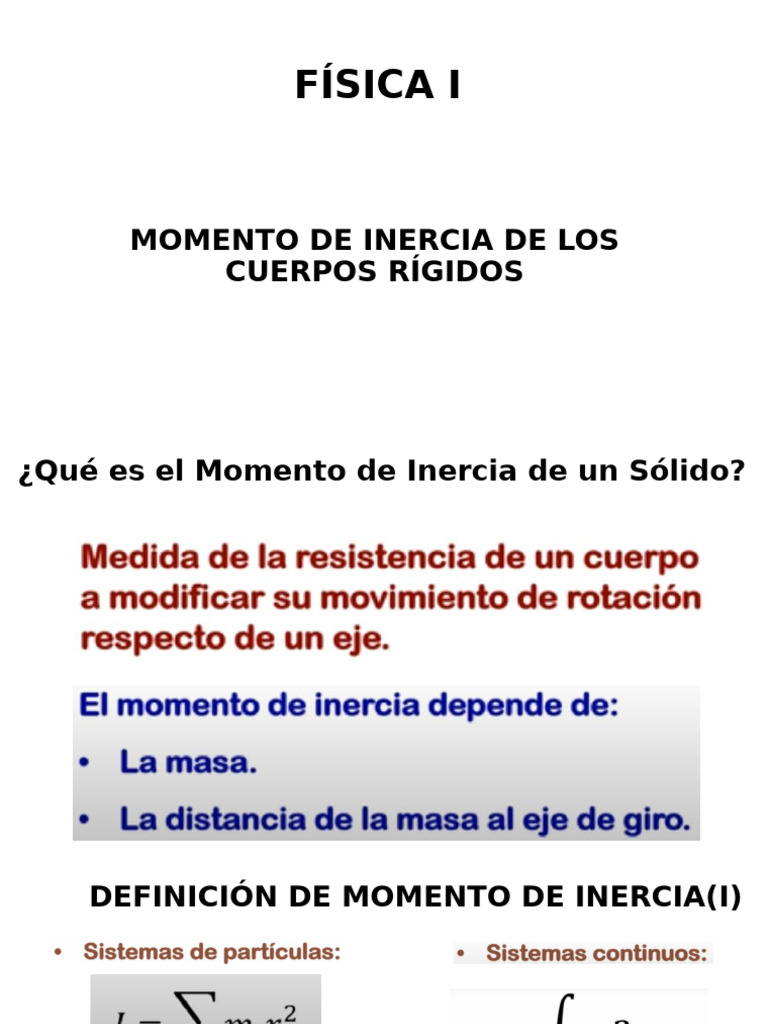 Resolución del Momento de Inercia | PDF
