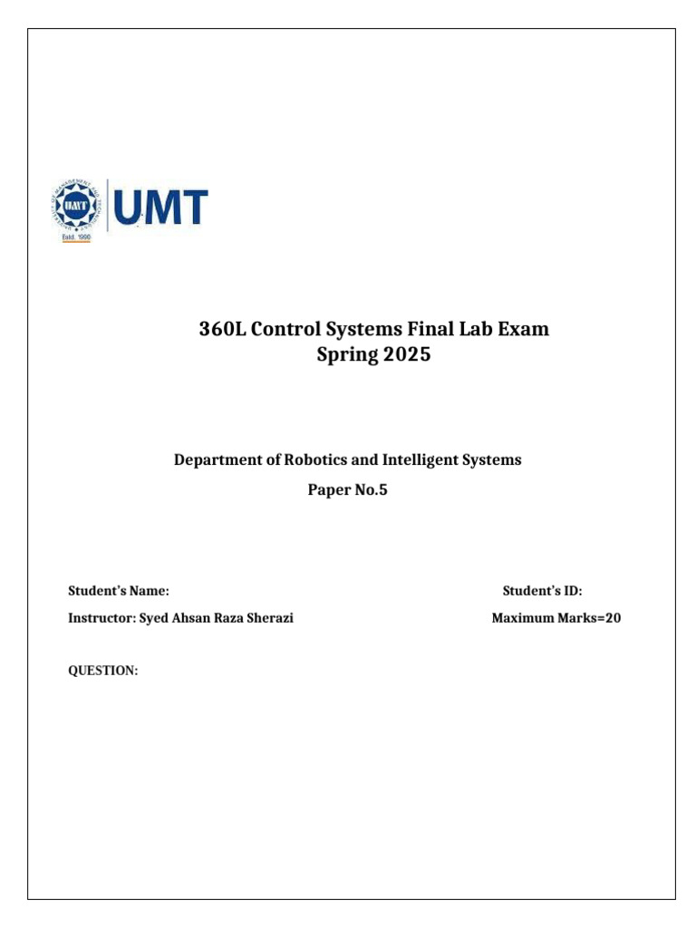 Paper No.5 Control Systems | PDF