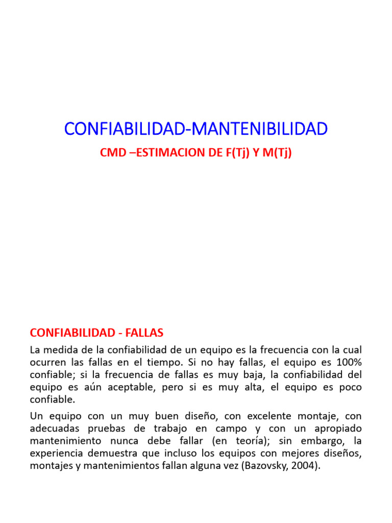 Clase 5 Confiabilidad Mantenibilidad Pdf Ingeniería De