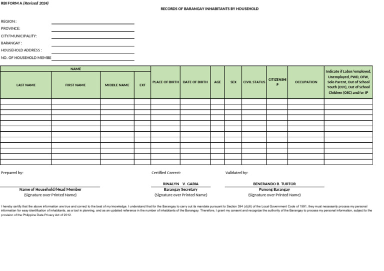 Revised 2024 RBI Form A for Barangays | PDF | Justice | Crime & Violence