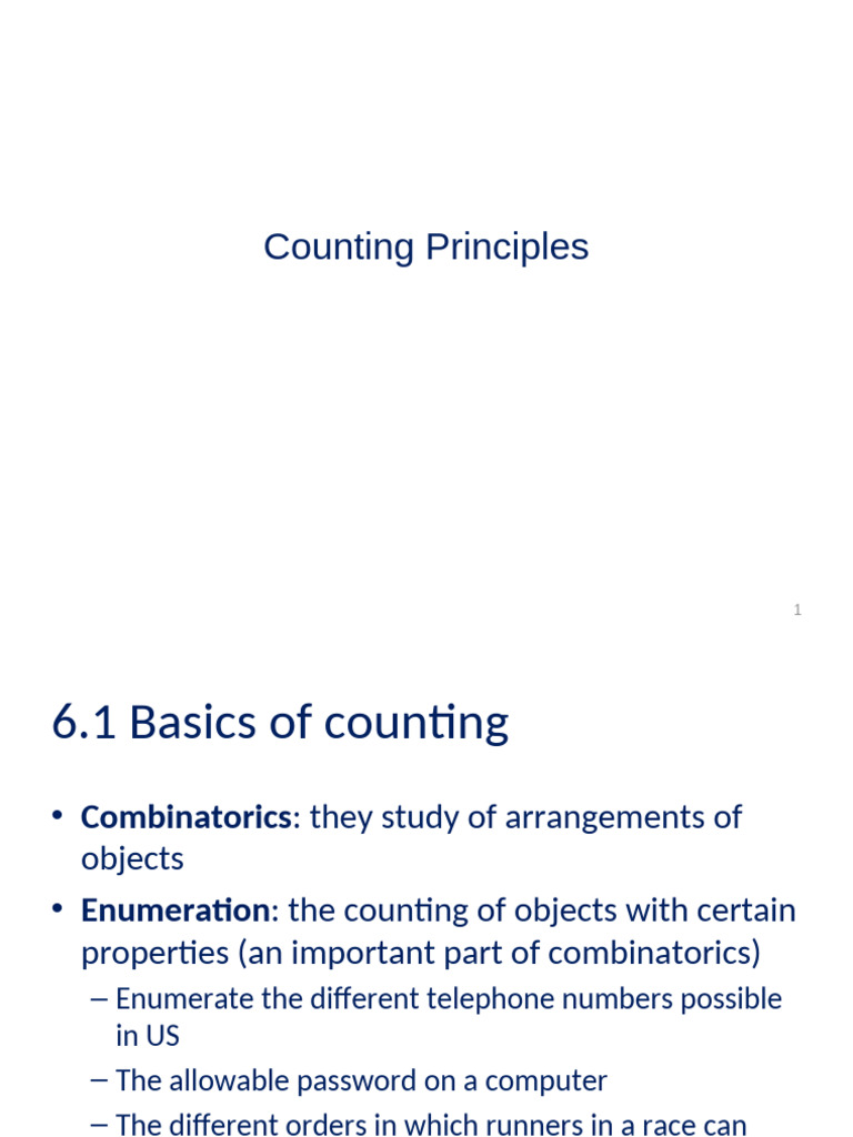 Lecture Counting Principle 1 Pdf Function Mathematics Ip Address