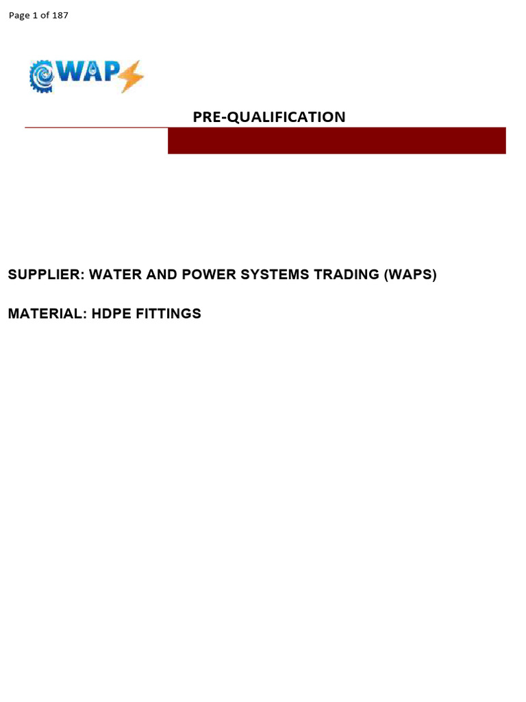 Waps - Hdpe Fittings Pre-Qualification | PDF | Polyethylene | Pipe ...