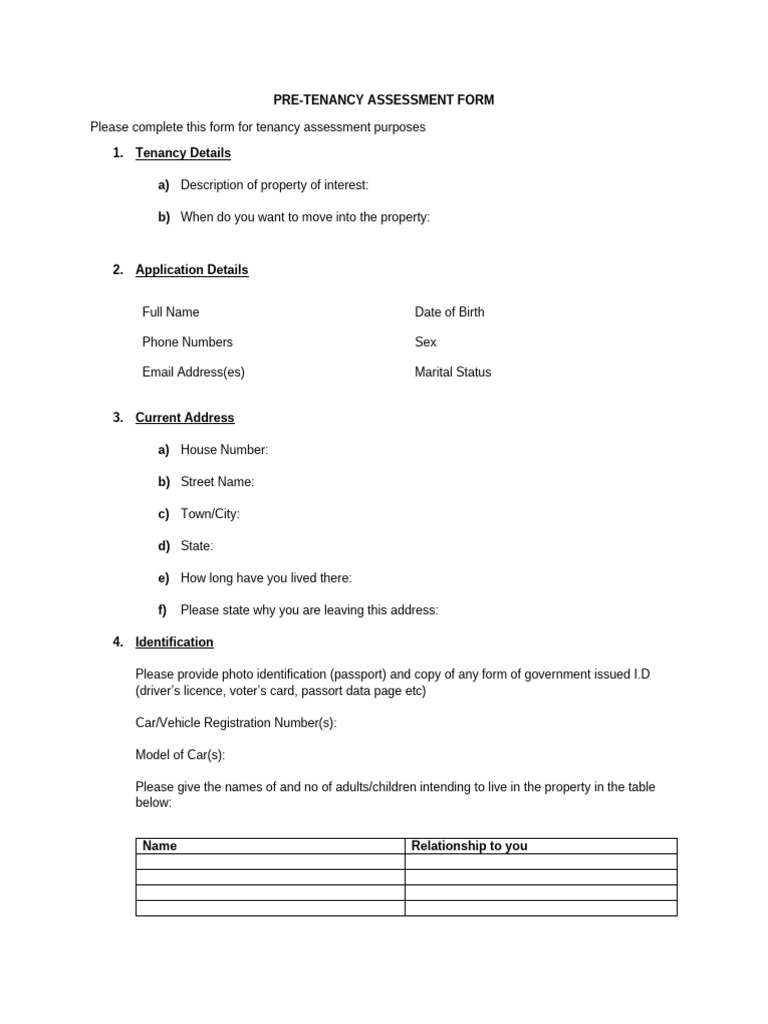 Pre-Tenancy Form - 13 John Oladiran | PDF | Identity Document