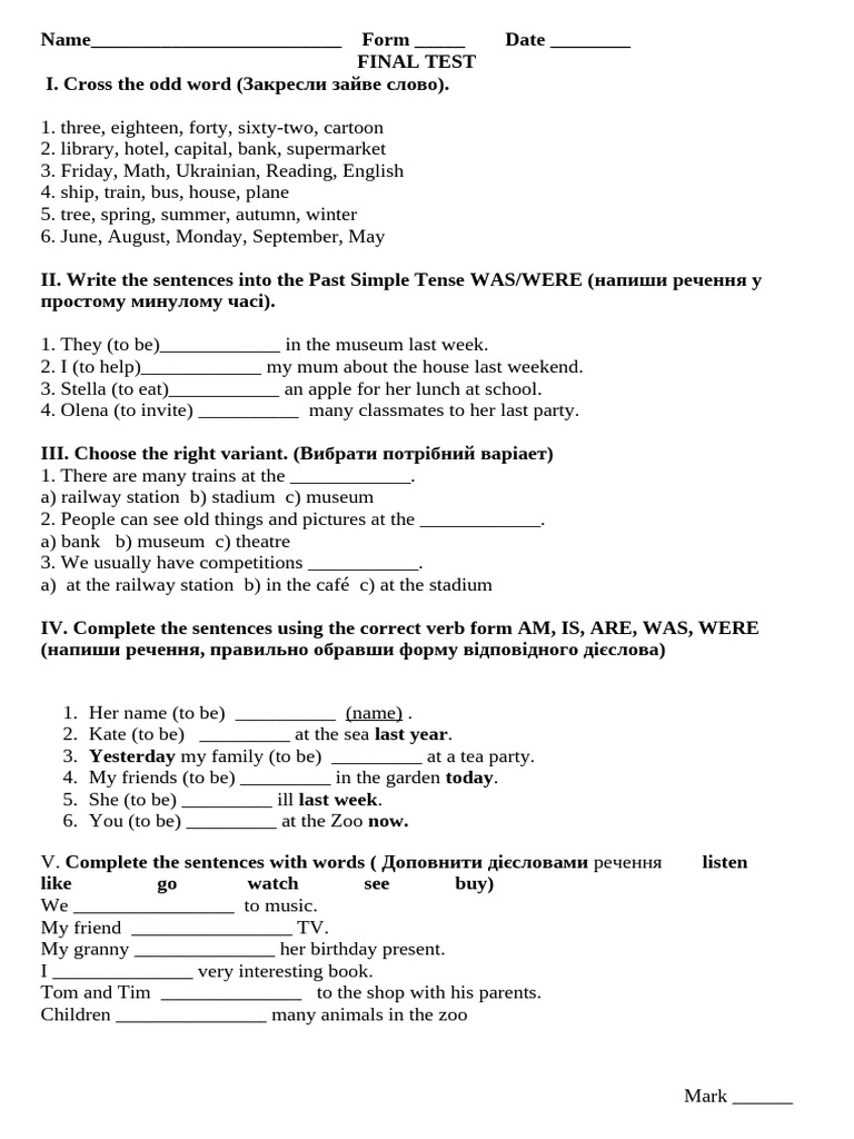 Final Test 4 Form | PDF