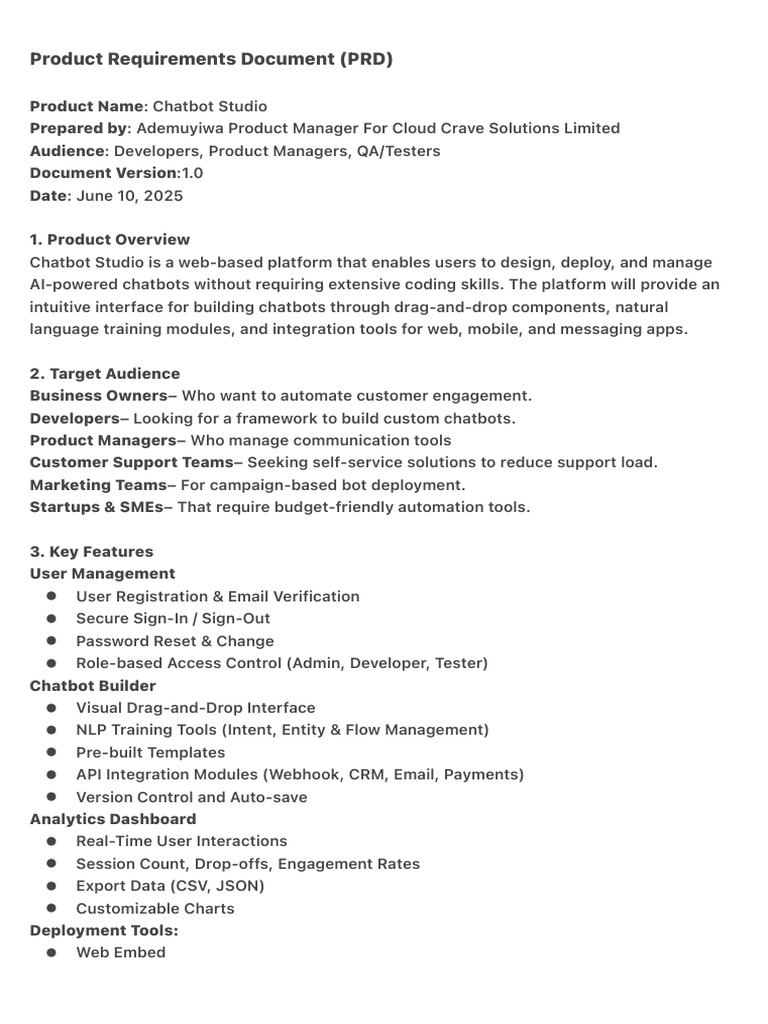 Product Requirements Document (PRD) - 2 | PDF | Information Technology ...