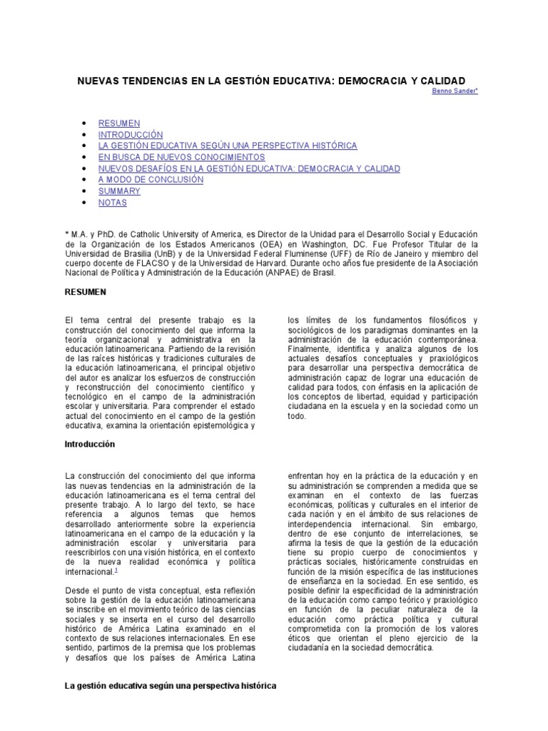 Nuevas Tendencias en La Gestión Educativa | PDF | Calidad (comercial ...