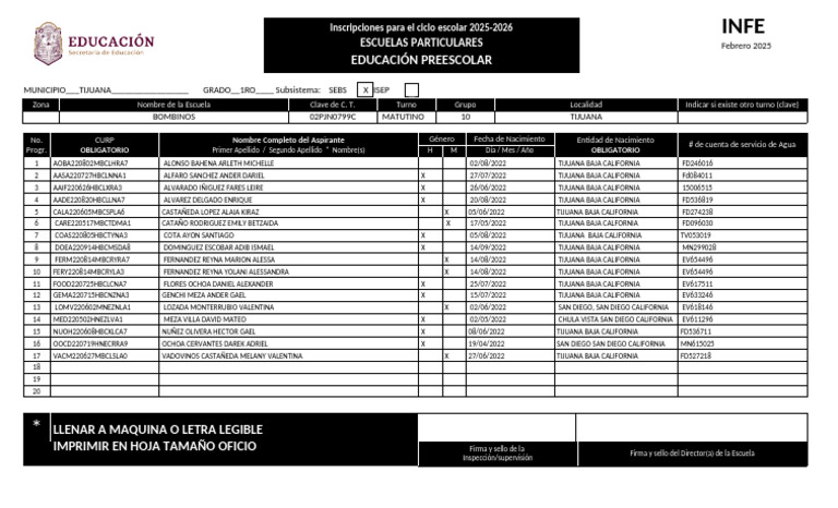 Infe Preescolar 25-26 | PDF