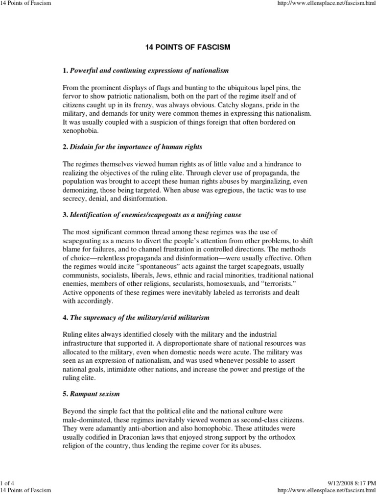 14 points of fascism pdf fascism nationalism