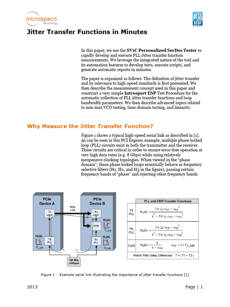 Jitter Transfer Functions in Minutes | PDF | Signal Processing ...
