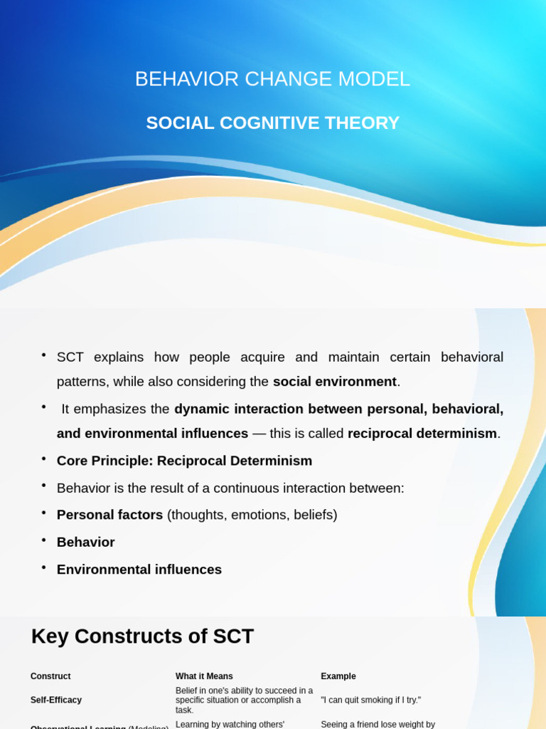 Lecture 1 - Social Cognitive Theory | PDF | Self Efficacy | Healthy Diet