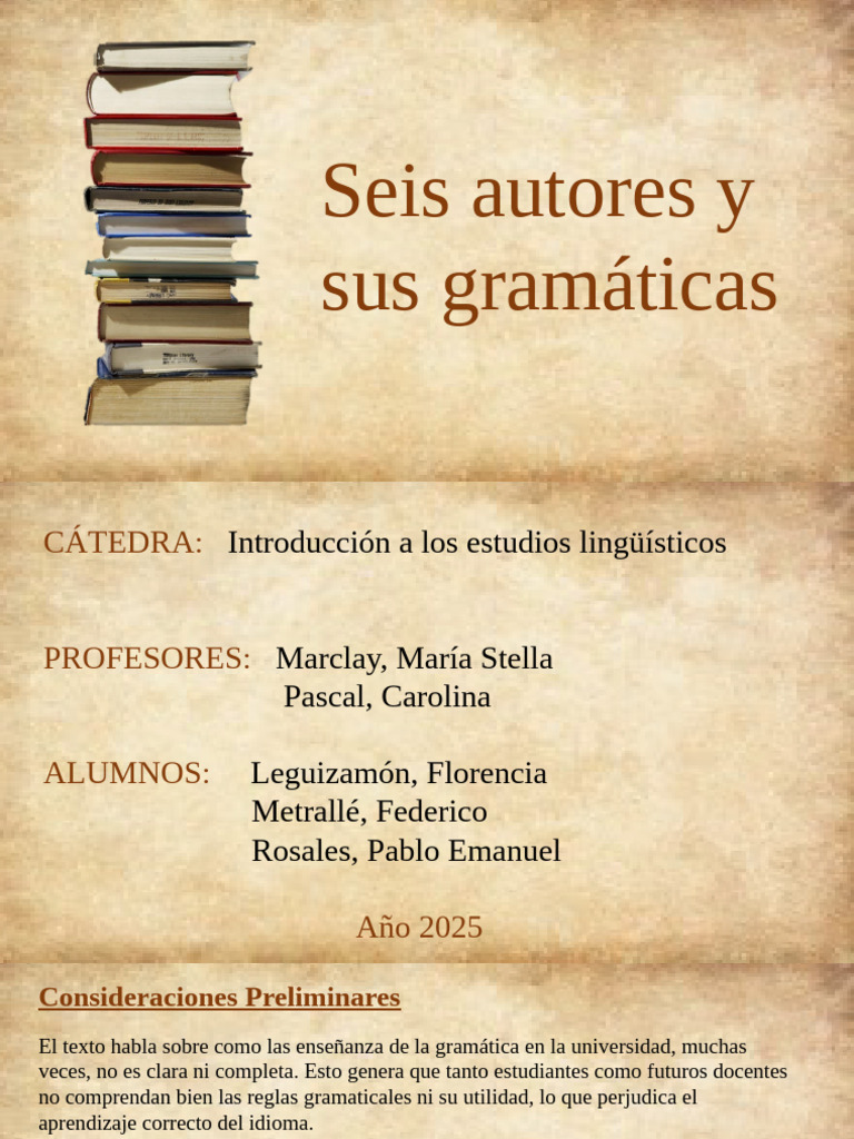Seis Gramáticos y sus Enfoques Lingüísticos | PDF | Gramática | Sintaxis