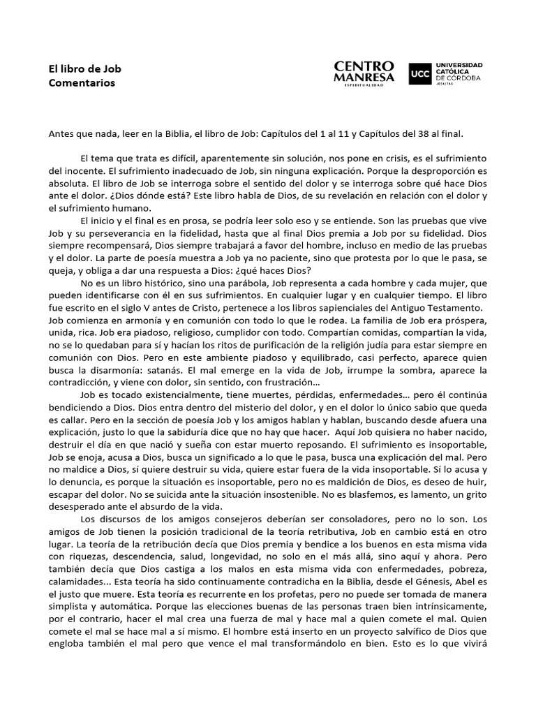 El sufrimiento y la fe en Job | PDF | Libro de trabajo | Pecado