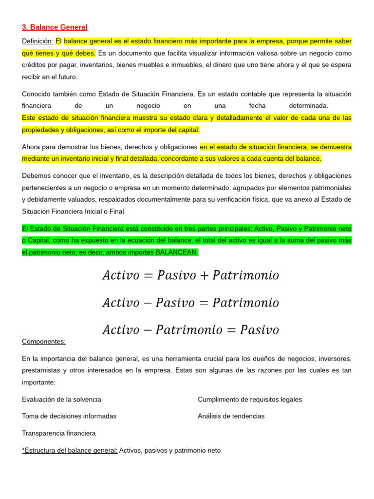 Balance General | PDF | Hoja de balance | Business