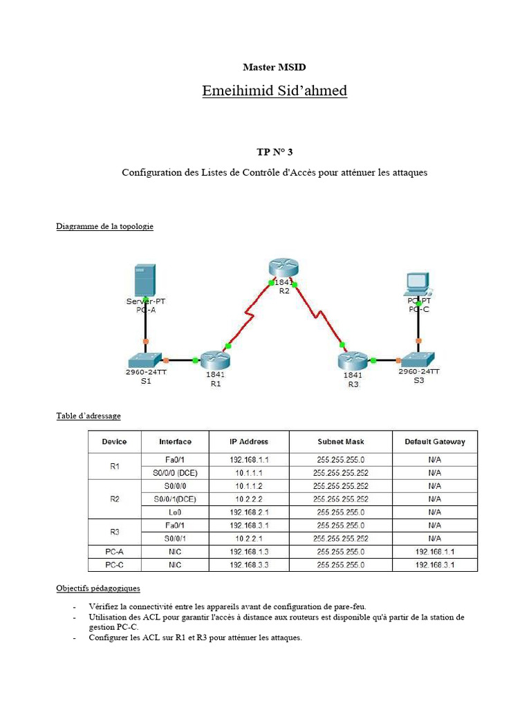 Configuration des ACL pour la sécurité réseau | PDF | Adresse IP ...