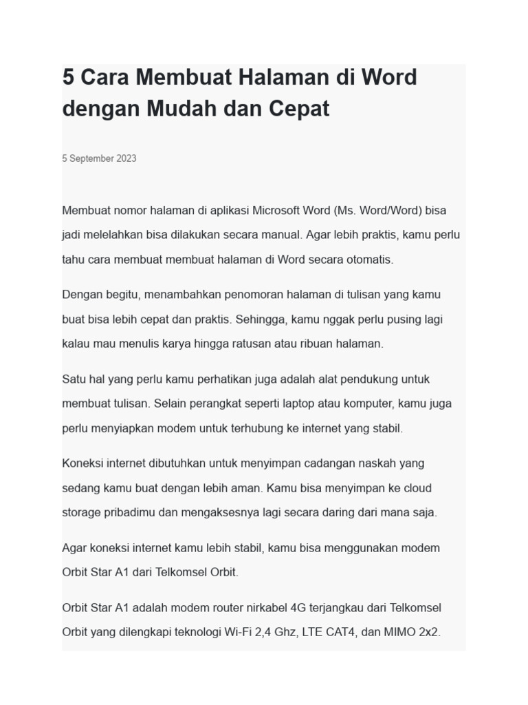 Cara Praktis Membuat Halaman di Word | PDF