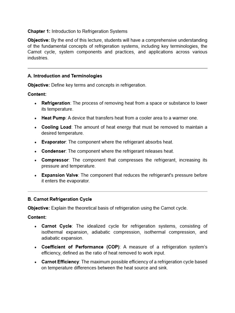 Chapter 1 Introduction To Refrigeration Systems Pdf Refrigeration