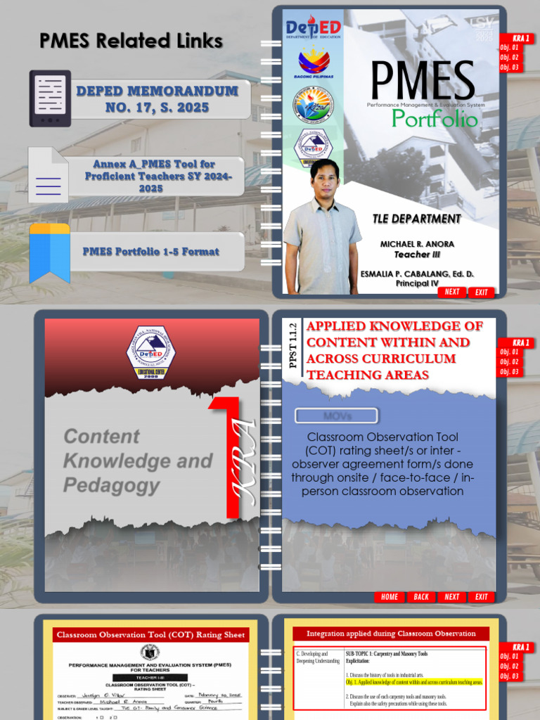 PMES Portfolio for Proficient Teachers | PDF | Educational Technology ...