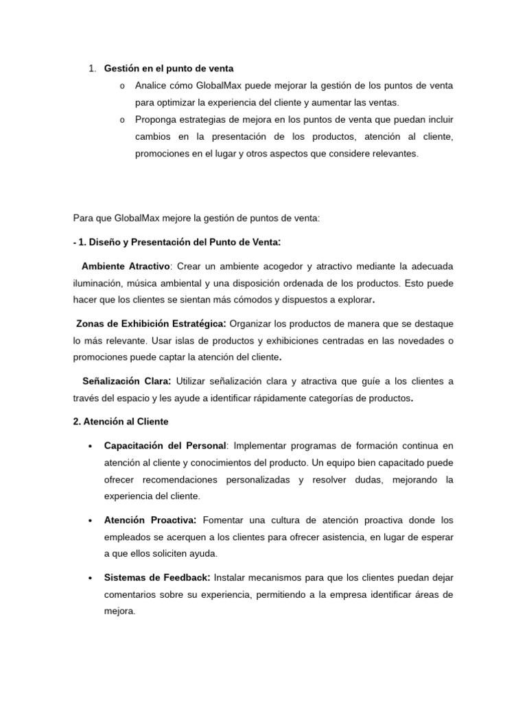Mejora de Gestión en Puntos de Venta | PDF | Servicio al Cliente ...