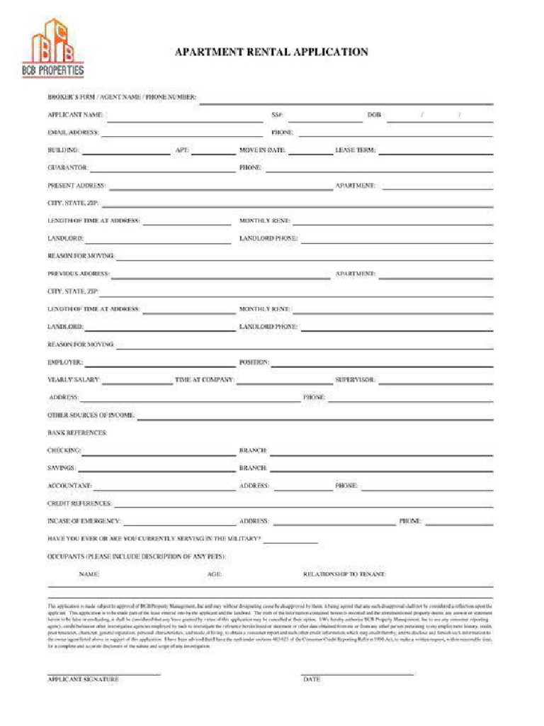 Apartment Rental Application | PDF