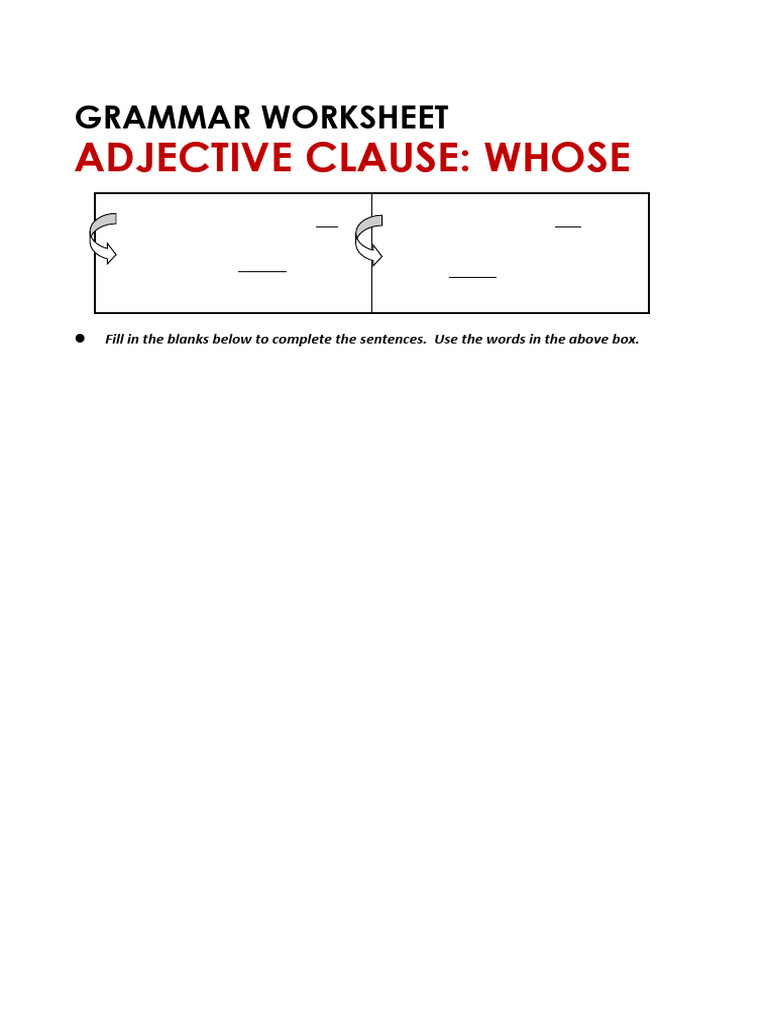 Adjective Clause Practice Worksheet | PDF