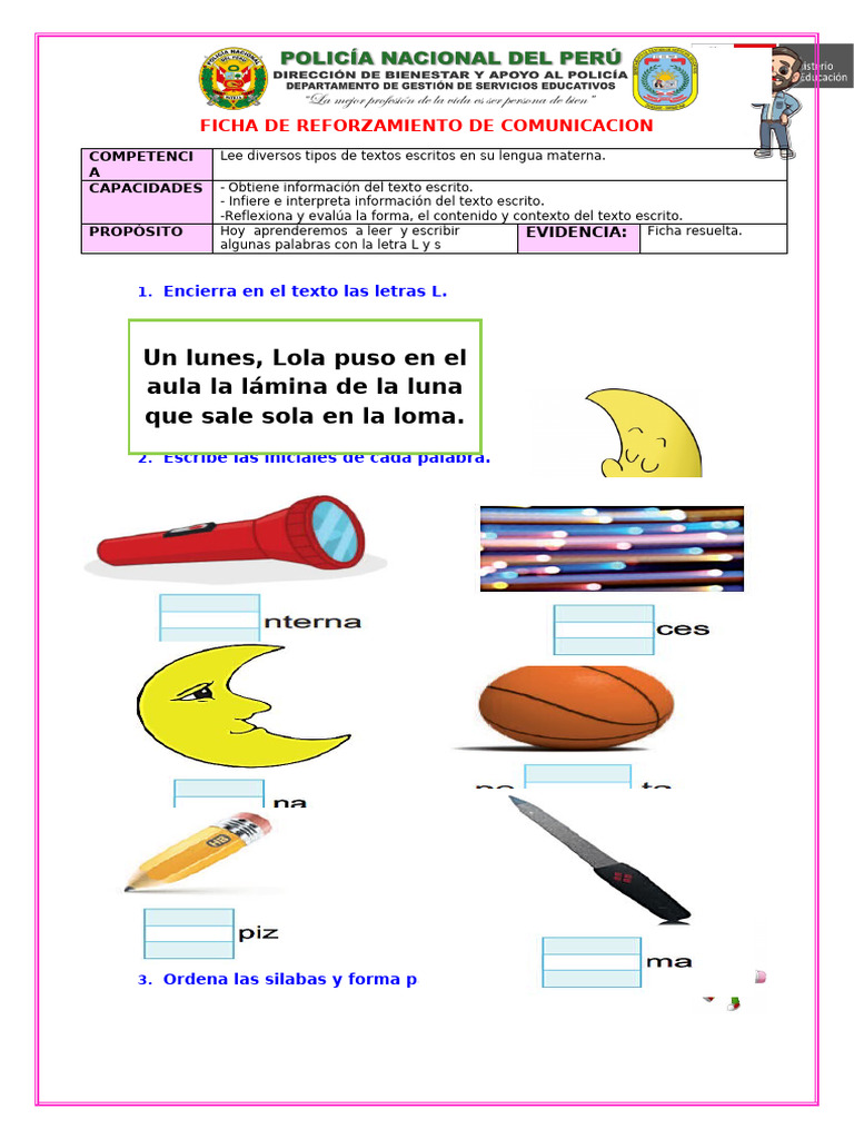 Reforzamiento de Letras L y S | PDF