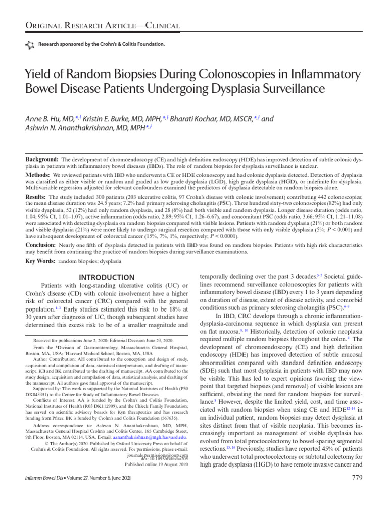 Random Biopsies in IBD Dysplasia Surveillance | PDF | Inflammatory ...