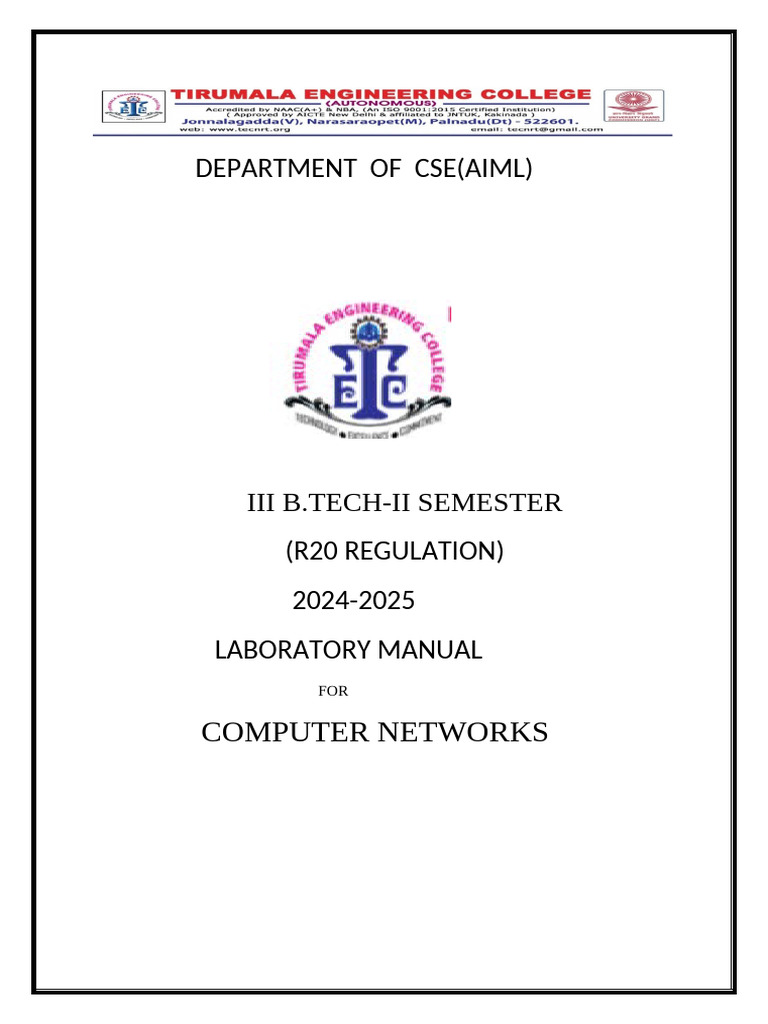 Computer Networks Lab Manual 2024-25 | PDF | Computer Network | Command ...