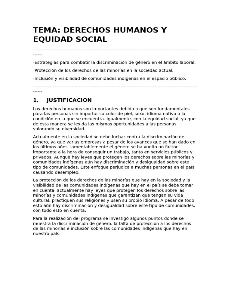 Derechos Humanos y Equidad Social en Perú | PDF | Discriminación ...
