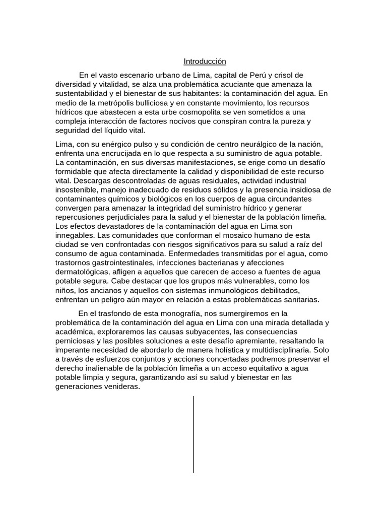 Contaminación del Agua en Lima: Retos y Soluciones | PDF