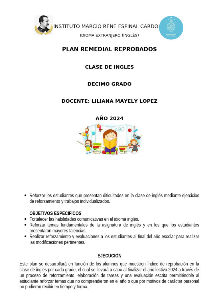 Plan de Reforzamiento 2024 | PDF