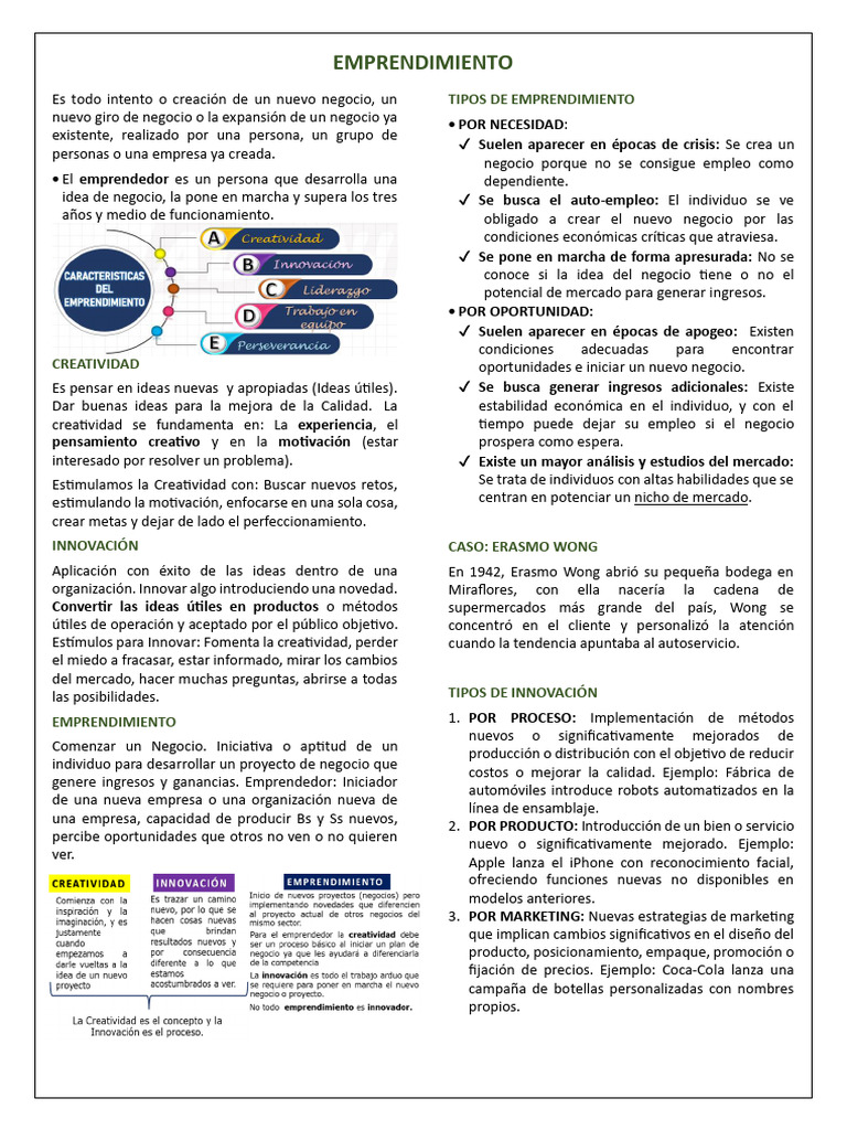 Emprendimiento e Innovación Empresarial | PDF | Iniciativa empresarial ...