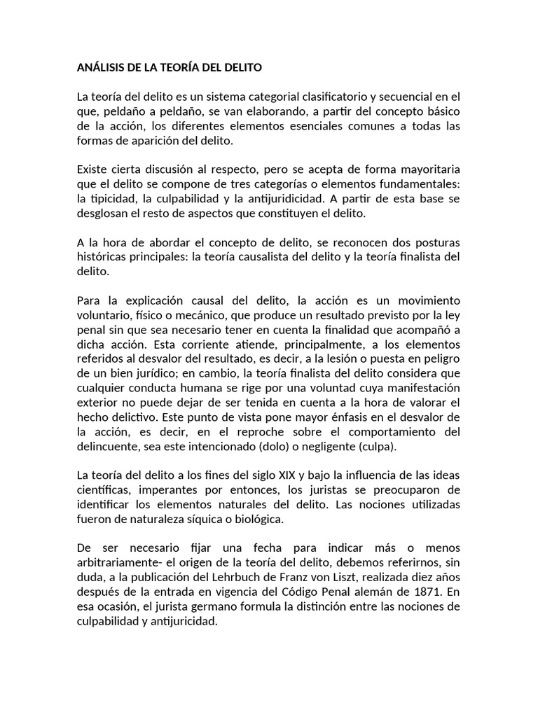 Elementos Clave de la Teoría del Delito | PDF | Derecho penal | Castigos