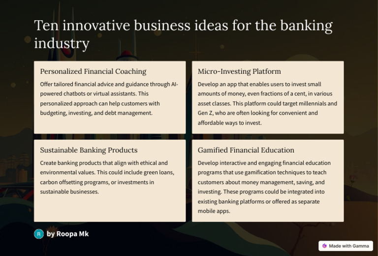 Innovative Banking Business Ideas | PDF