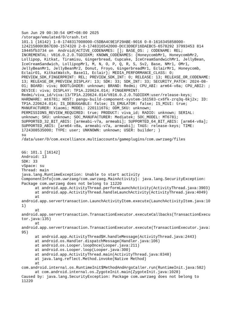 Android Security Exception Log | PDF | Java (Programming Language ...