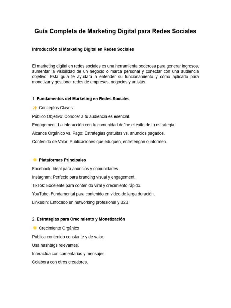5.guia Completa de Marketing Digital para Redes Sociales | PDF ...