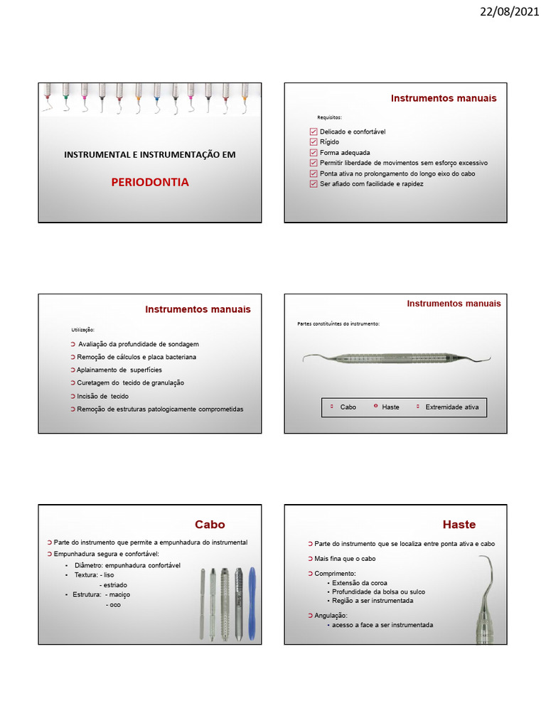 Instrumentos Manuais em Periodontia | PDF | Dente humano | Boca