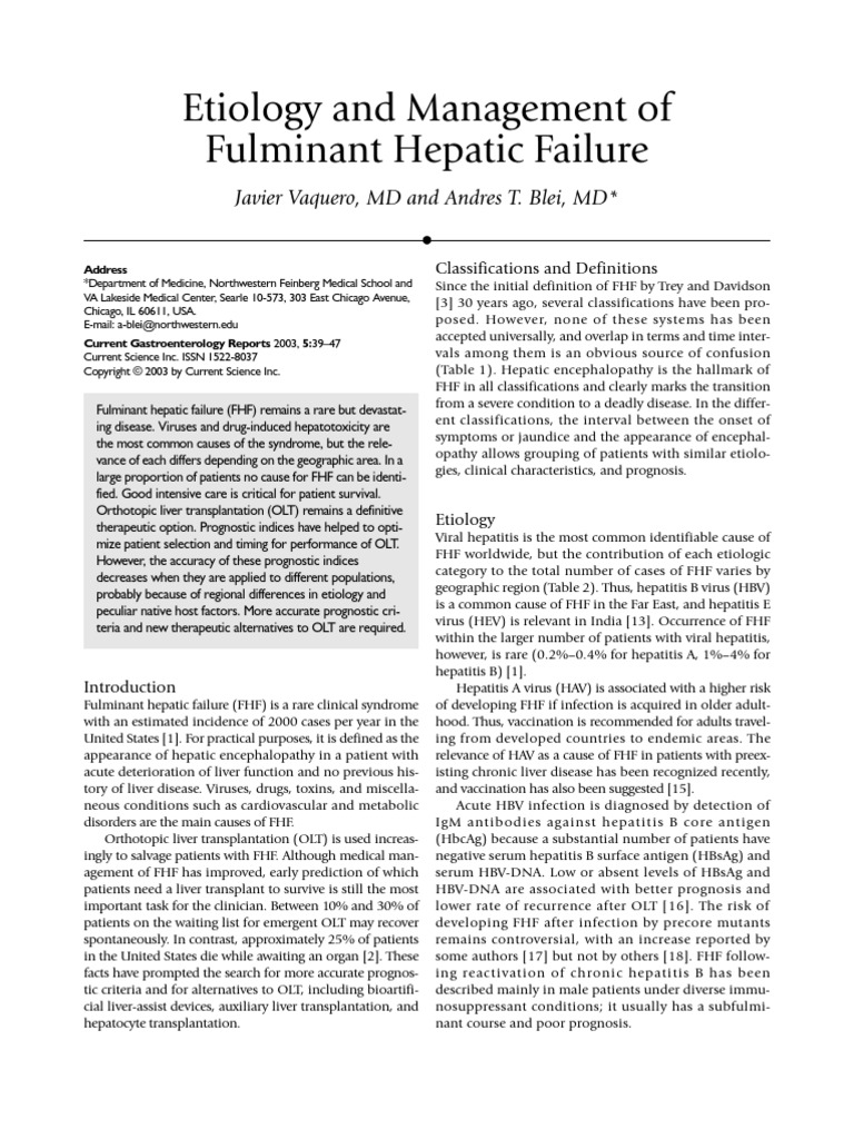 Fulminant Hepatic Failure | PDF | Hepatitis | Hepatitis B