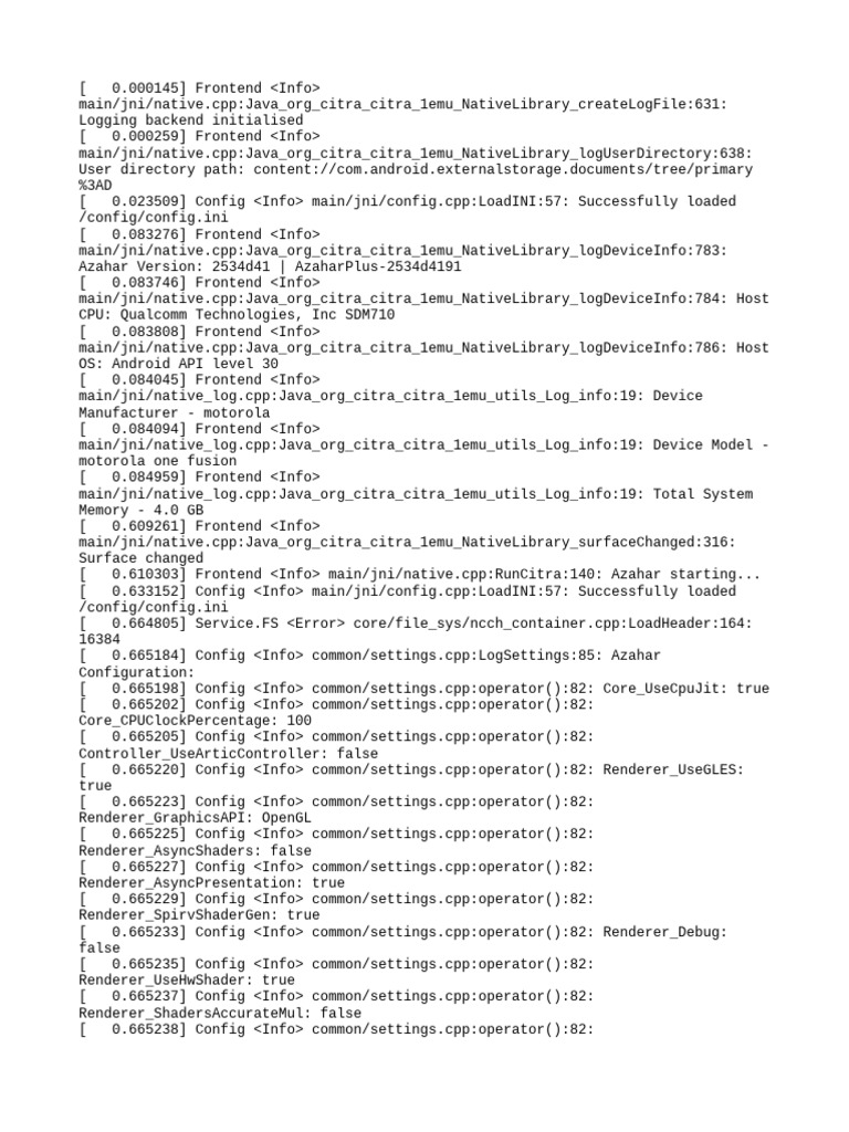 Citra Emulator Log Analysis | PDF | Computing Platforms | Computer Science