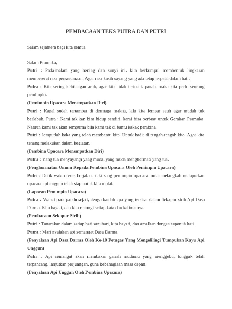 Teks MC Upacara Api Unggun Pramuka | PDF