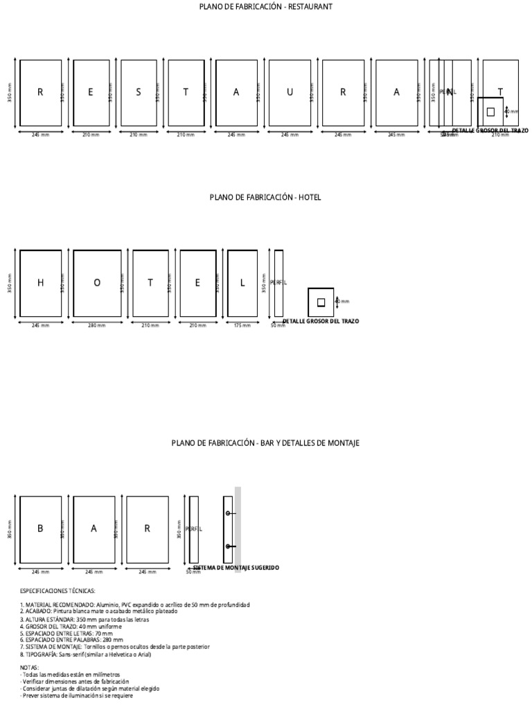 Planos de Fabricación para Restaurante y Hotel | PDF | Tornillo