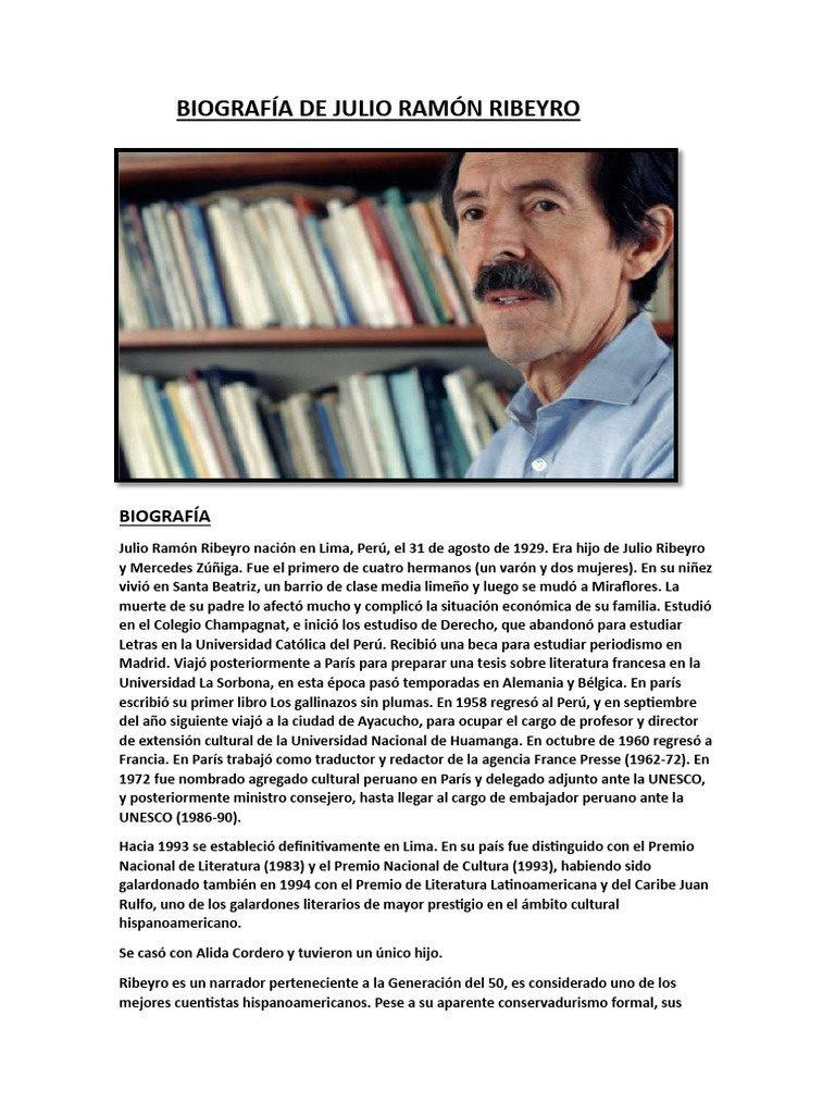 Biografía de Julio Ramón Ribeyro | PDF