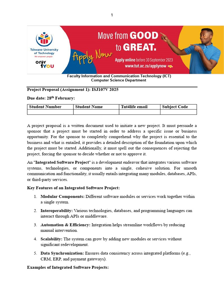 Isj107v Project Proposal Assignment 1 2025 Pdf Enterprise