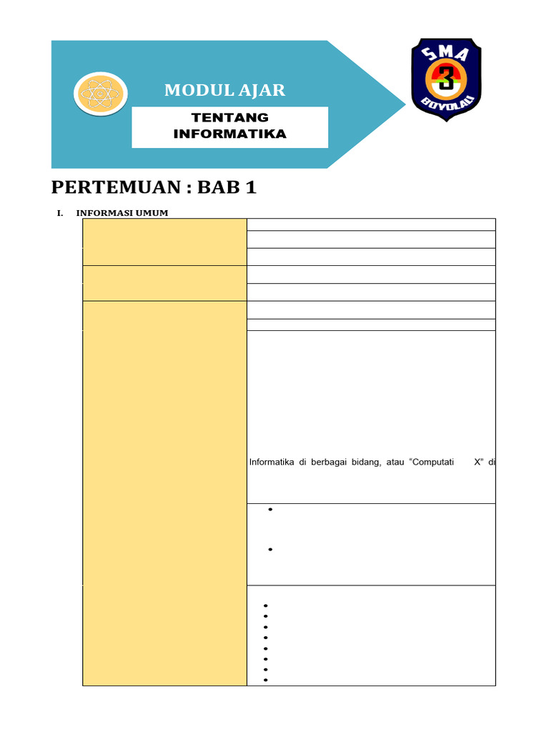 Modul Ajar Informatika Kelas XI SMA | PDF
