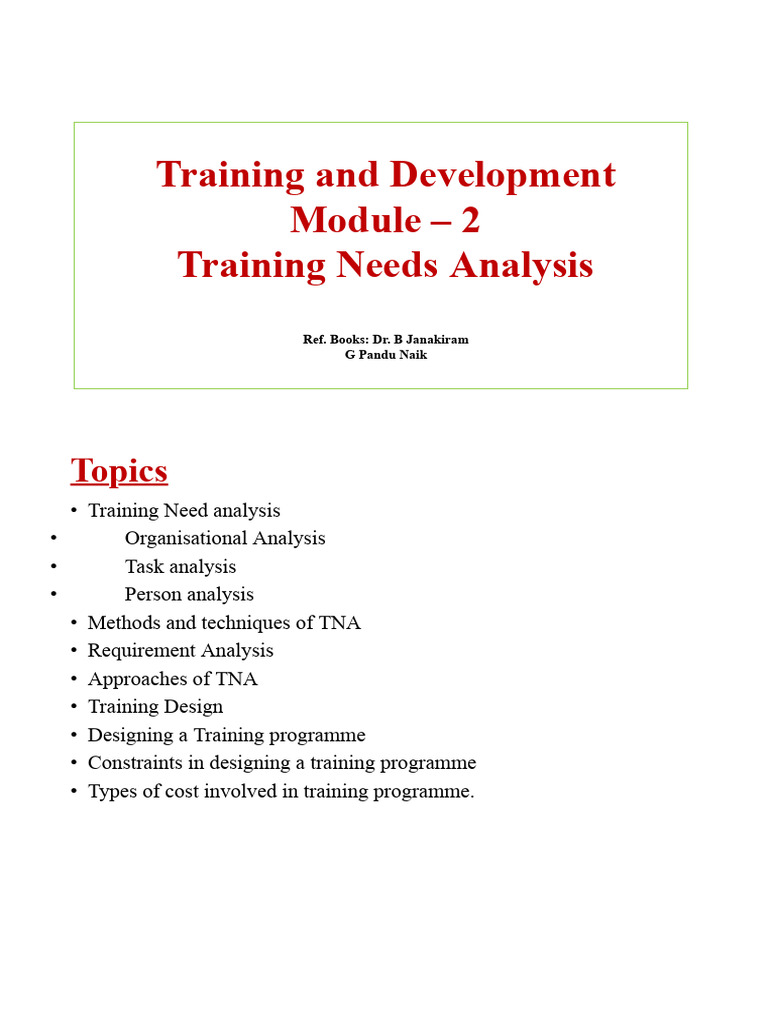 Training Needs Analysis Overview | PDF | Performance Appraisal | Business