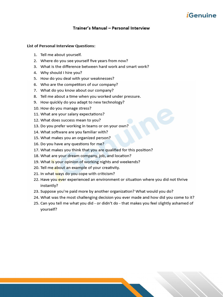 Resilience-Focused Interview Questions | PDF | Psychological Resilience ...