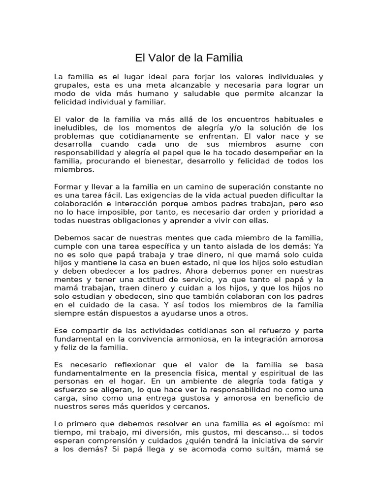 Valores en la Familia y el Hogar | PDF | Familia | Felicidad